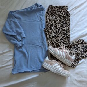 Rebecca Taylor Leopard Print Straight Leg Pants Cheetah Elastic Waist Size 6